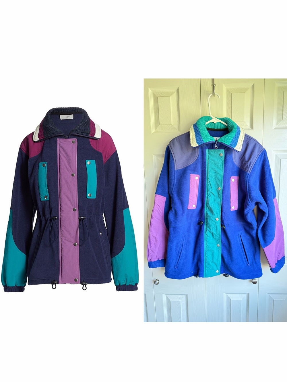 NEW ISABEL MARANT Vintage Style Montana Colour Block Fleece Jacket in Celadon